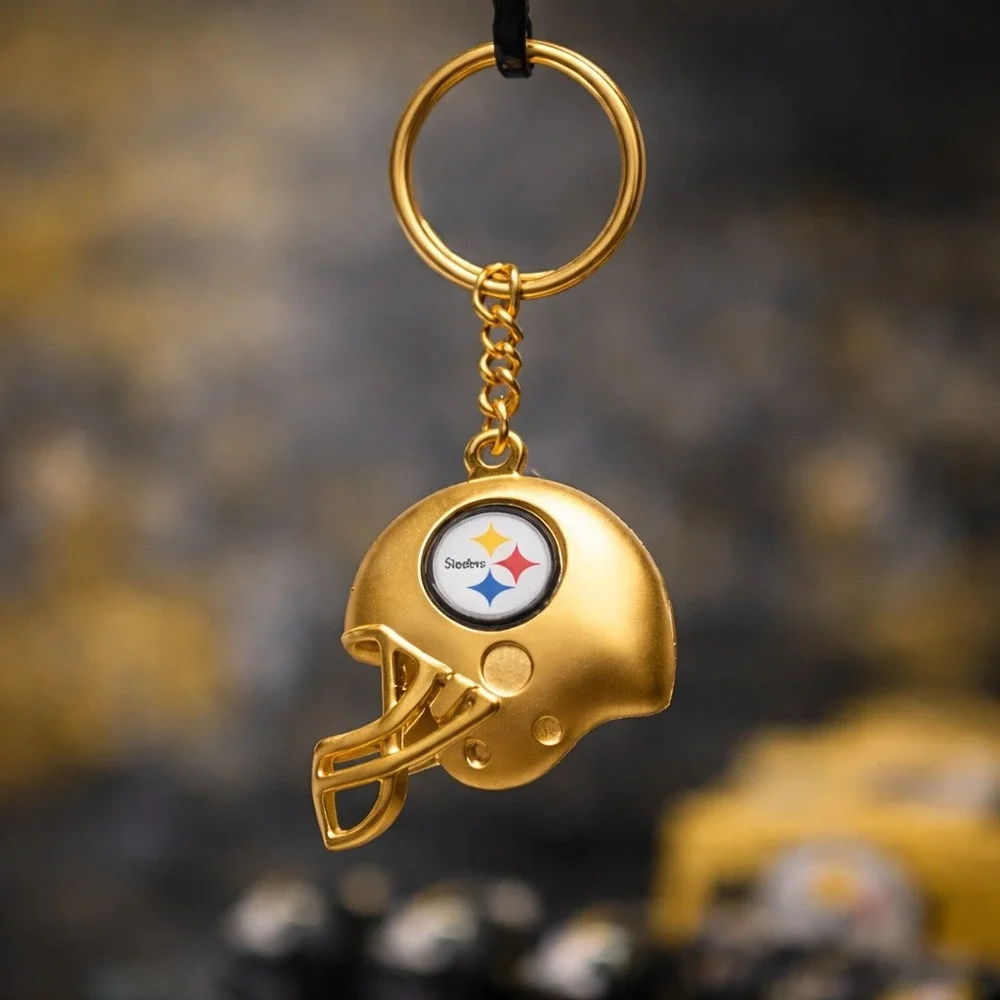 Pittsburgh Steelers NFL Football Helmet Keychain Gold Tone Fan Accessory New - Picture 2 of 3